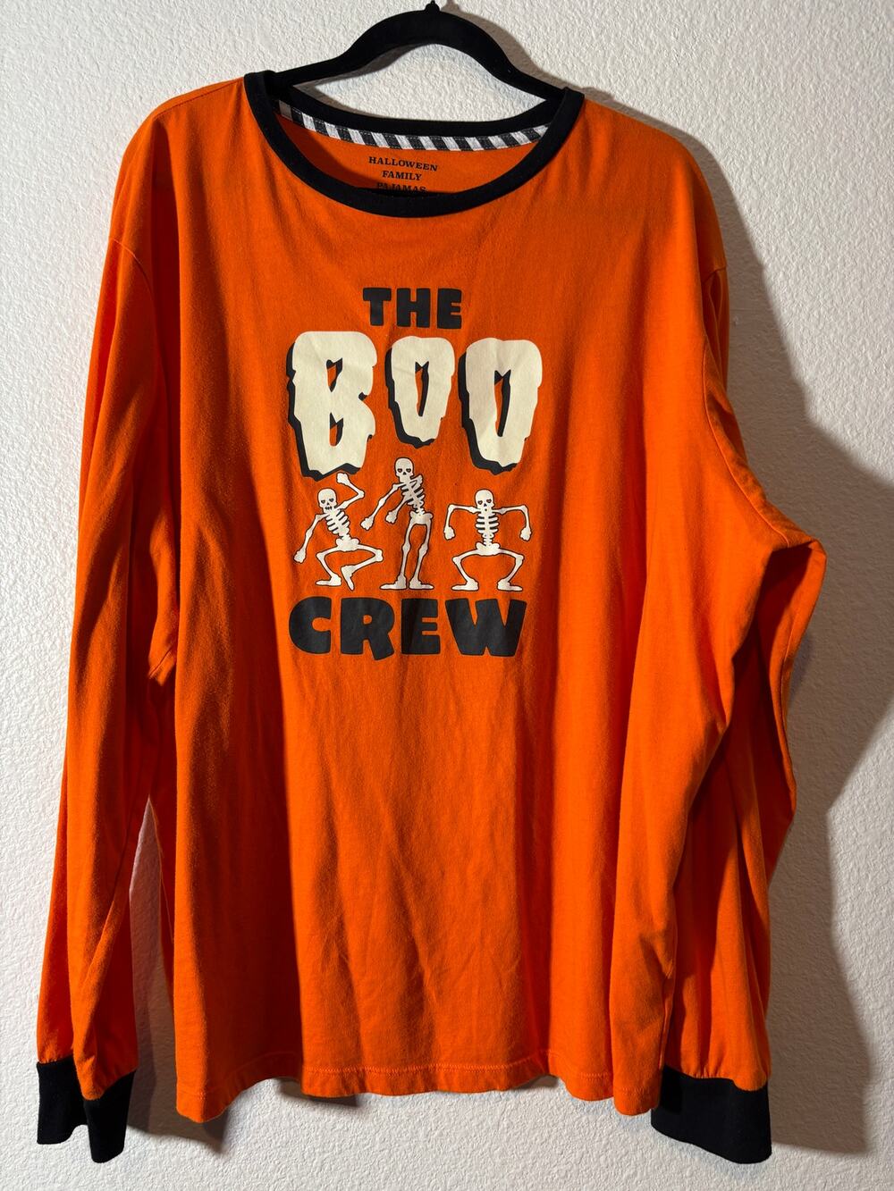 Halloween Family Pajamas Boo Crew Unisex Size 2X Skeletons Long Sleeve Shirt